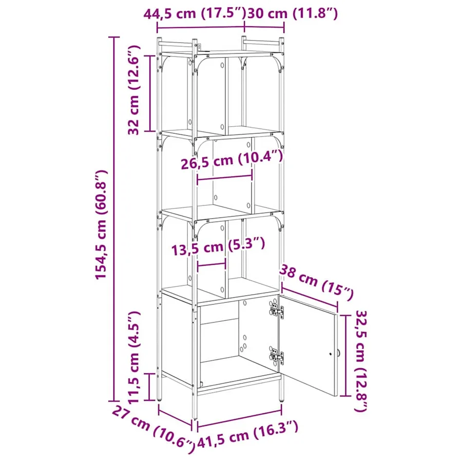 Bibliothèque 6 niveaux 44,5 x 30 x 154,5 cm Bois d'ingénierie - 17