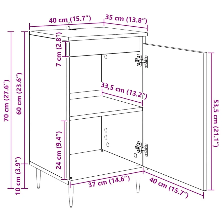 Buffet 2 pcs Chêne artisanal 40 x 35 x 70 cm - 14