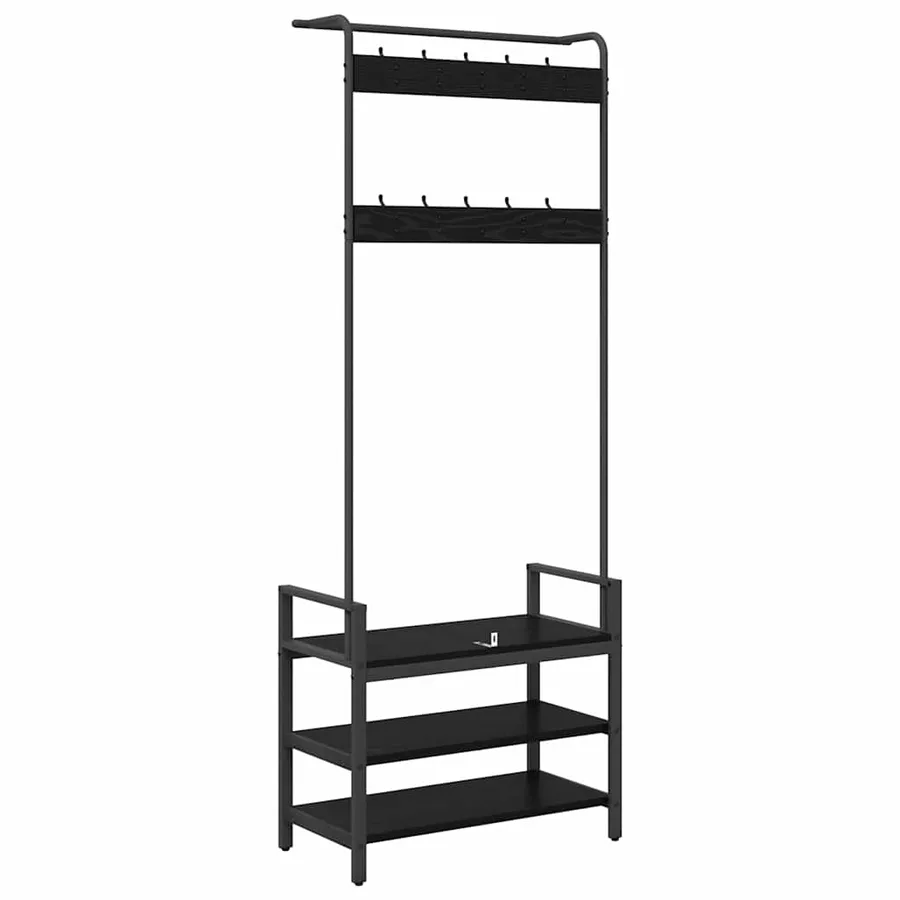 Porte-manteau Chêne noir 75 x 34 x 184 cm Bois d'ingénierie - 7