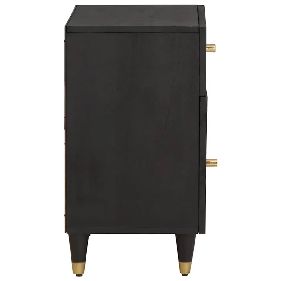 Cabinet de chevet avec porte avec tiroir Noir 50 x 33 x 60 cm - 4