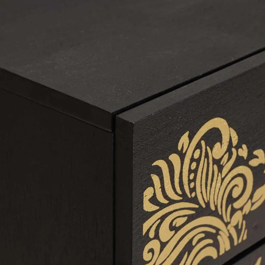 Cabinet de chevet avec porte avec tiroir Noir 50 x 33 x 60 cm - 6