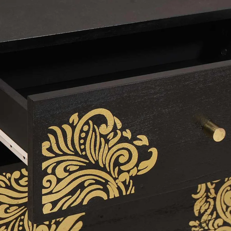 Cabinet de chevet avec porte avec tiroir Noir 50 x 33 x 60 cm - 7