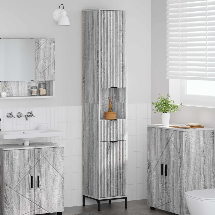 Cabinet de salle de bain Gris Sonoma 31,5 x 33 x 190 cm