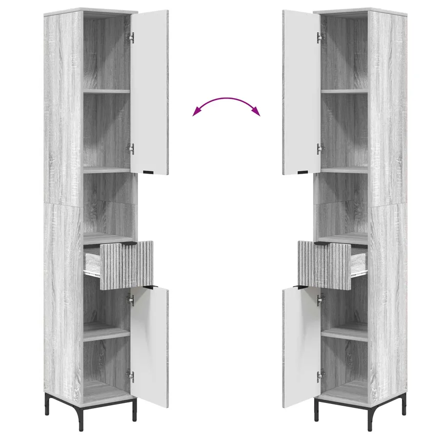 Cabinet de salle de bain Gris Sonoma 31,5 x 33 x 190 cm - 12