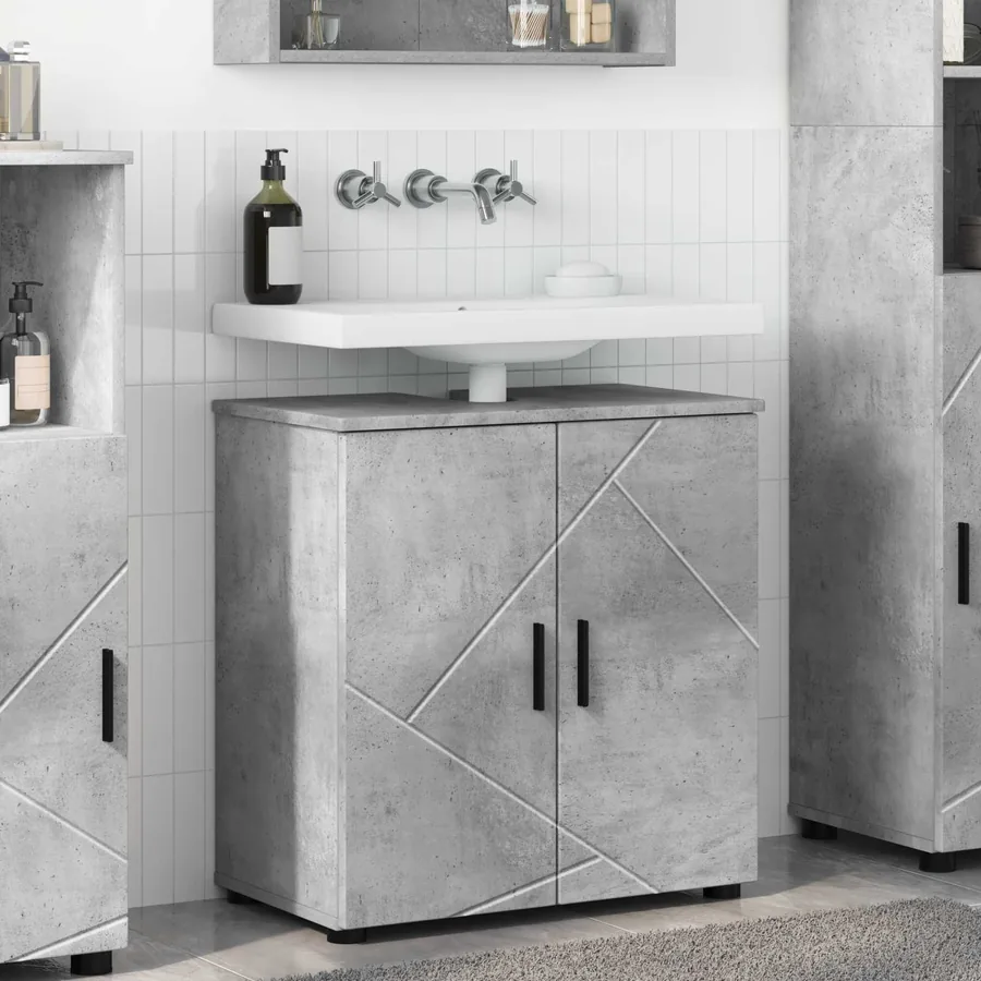 Cabinet de salle de bain avec porte Gris béton 61 x 35 x 64 cm