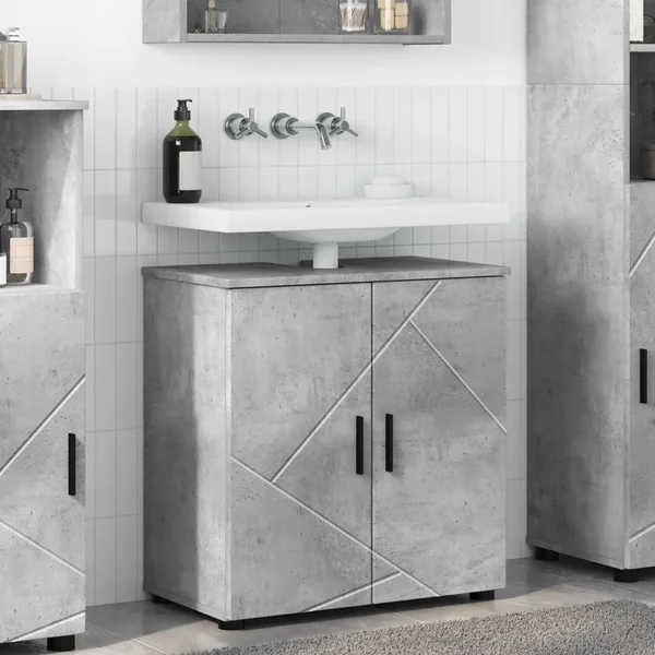 Cabinet de salle de bain avec porte Gris béton 61 x 35 x 64 cm