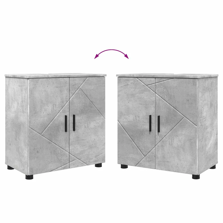 Cabinet de salle de bain avec porte Gris béton 61 x 35 x 64 cm - 12