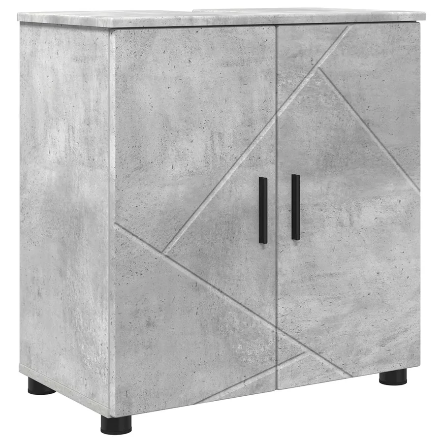 Cabinet de salle de bain avec porte Gris béton 61 x 35 x 64 cm - 2