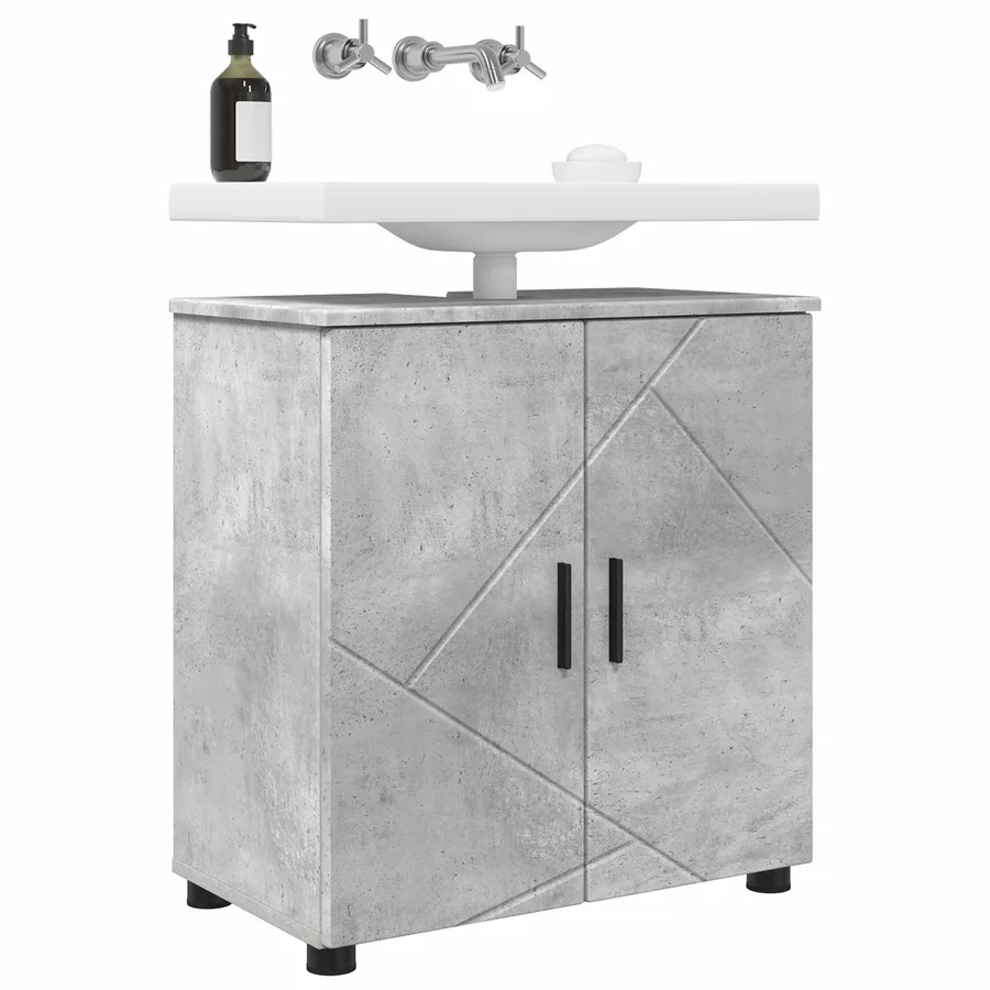 Cabinet de salle de bain avec porte Gris béton 61 x 35 x 64 cm - 3
