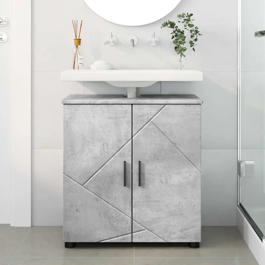 Cabinet de salle de bain avec porte Gris béton 61 x 35 x 64 cm - 4