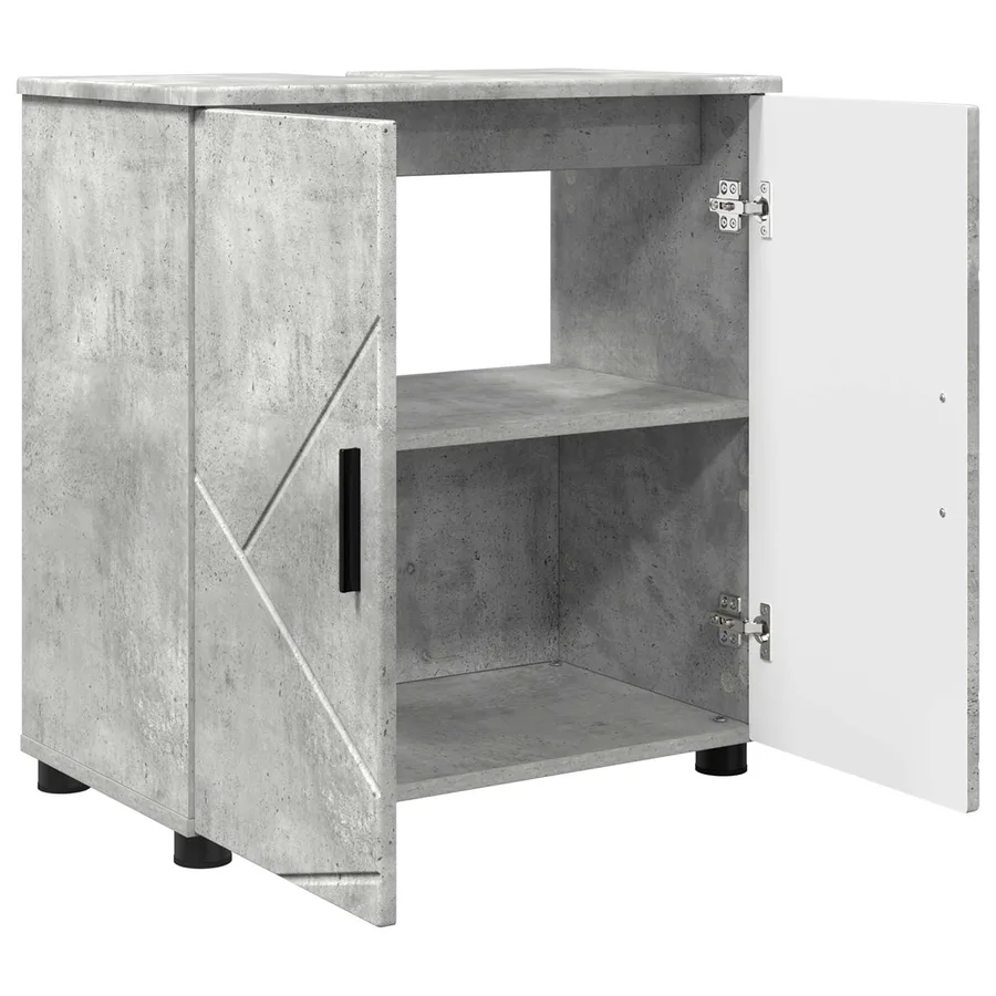 Cabinet de salle de bain avec porte Gris béton 61 x 35 x 64 cm - 5
