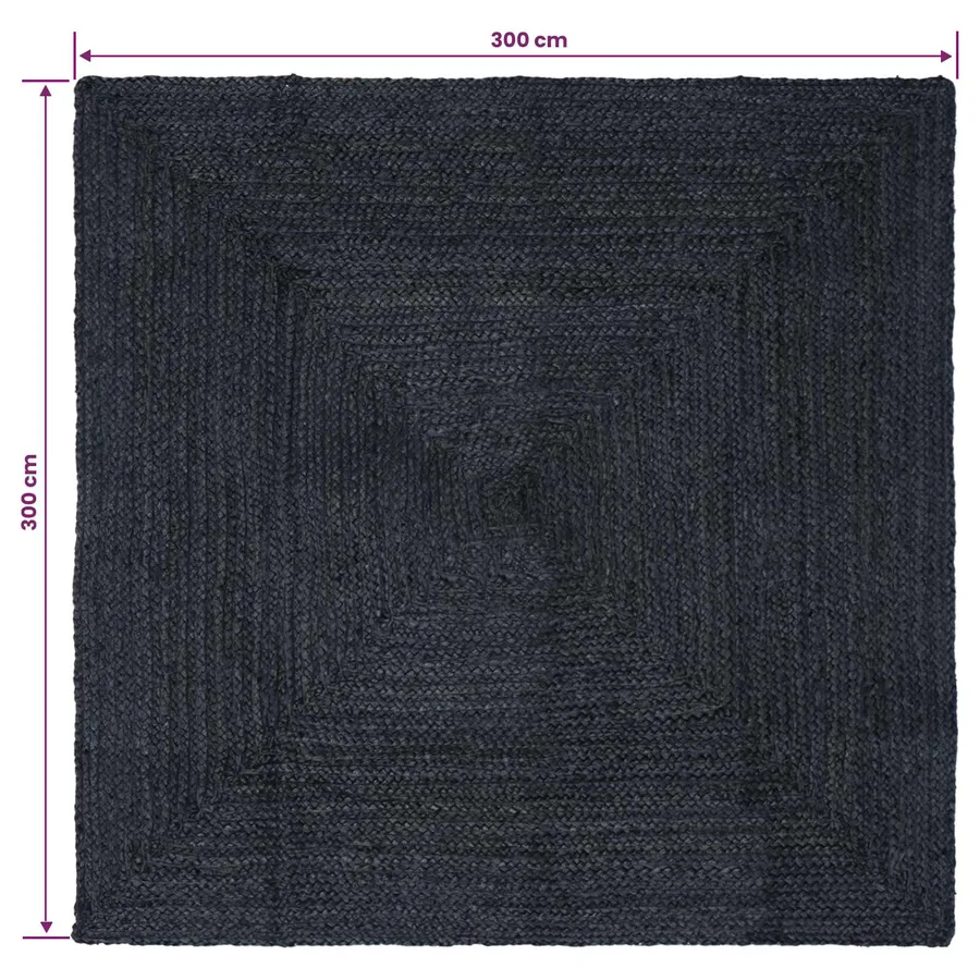 Tapis de surface Carré Gris foncé 300 x 300 cm Jute - 8