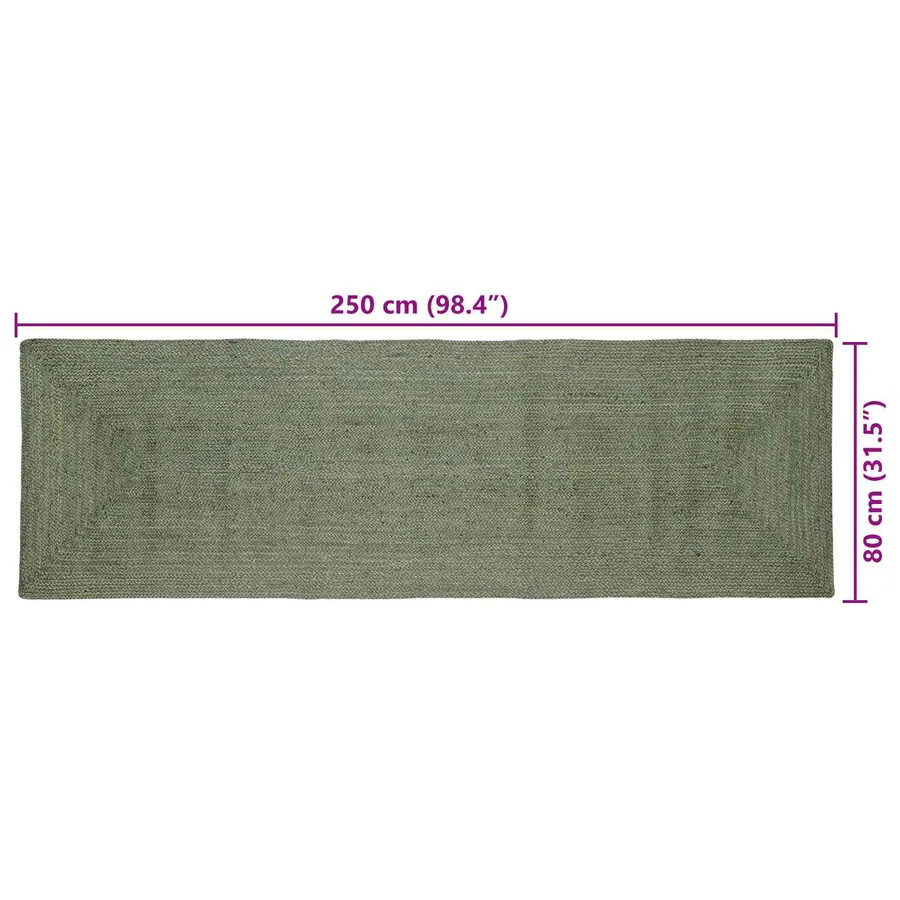 Tapis de surface Rectangulaire Vert olive 80 x 250 cm Jute - 7