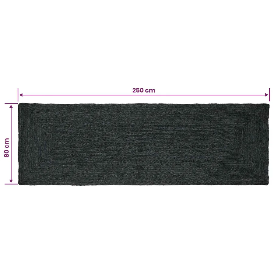 Tapis de surface Rectangulaire Gris foncé 80 x 250 cm Jute - 8