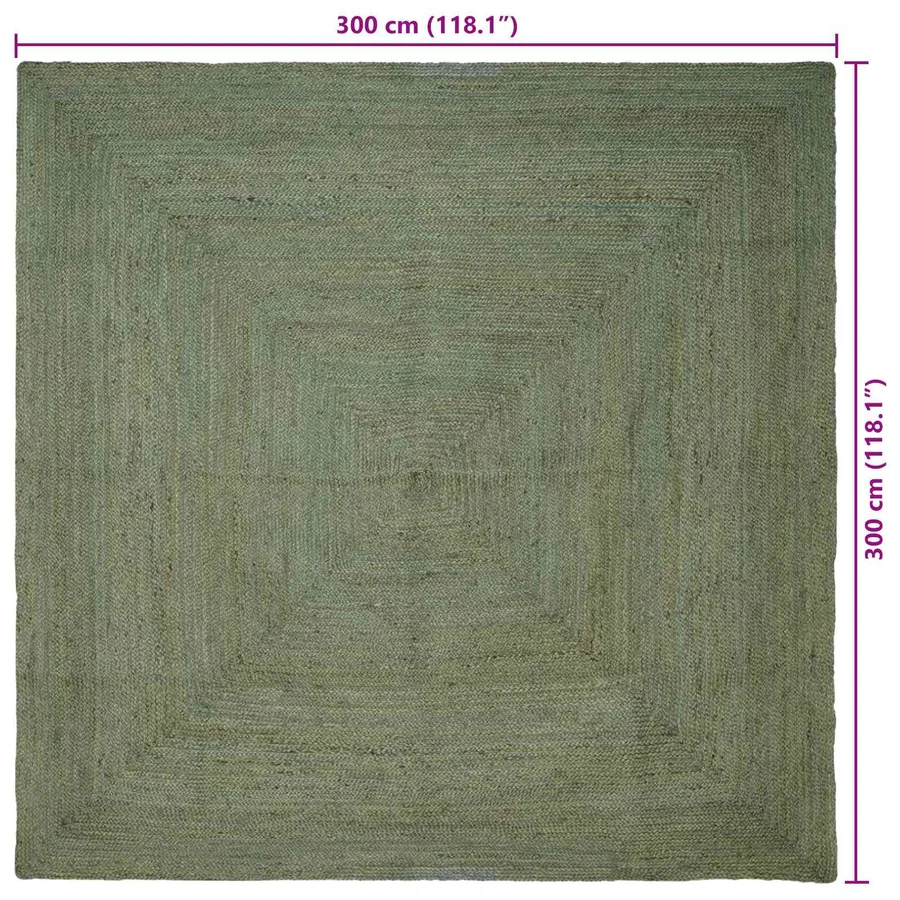 Tapis de surface Carré Vert olive 300 x 300 cm Jute - 7