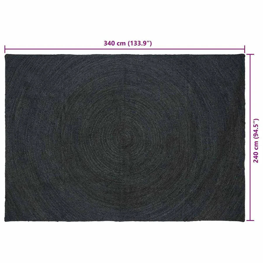 Tapis de surface Gris foncé 240 x 340 cm Jute - 9