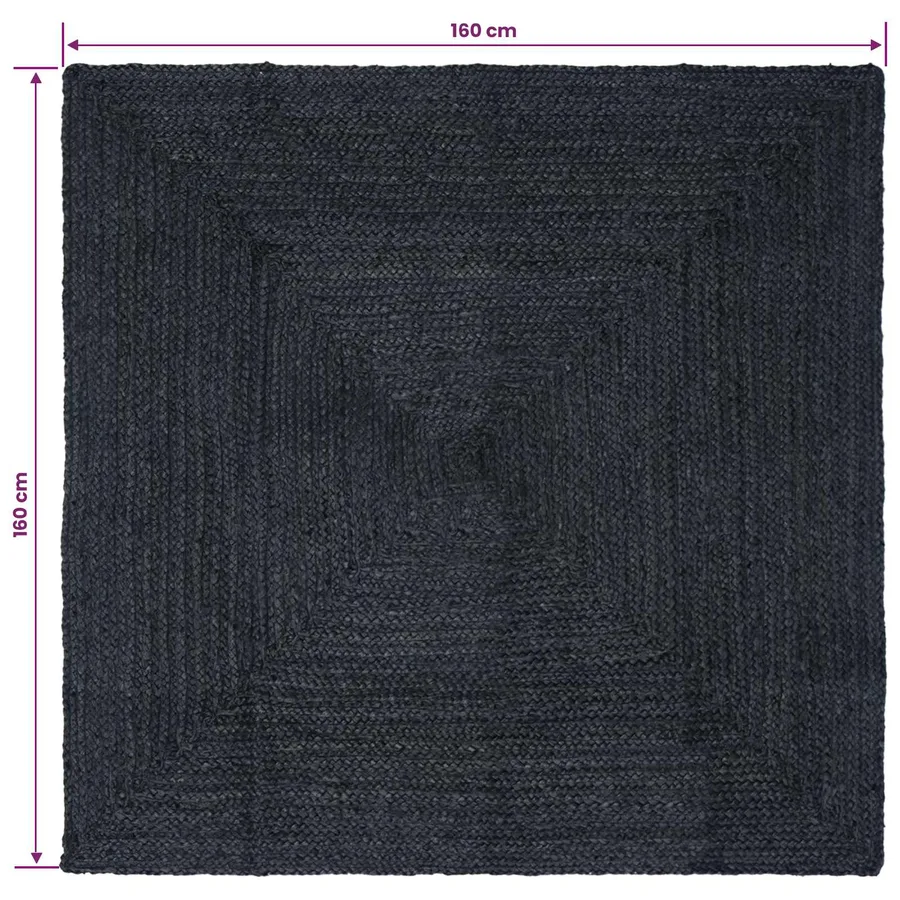 Tapis de surface Carré Gris foncé 160 x 160 cm Jute - 8