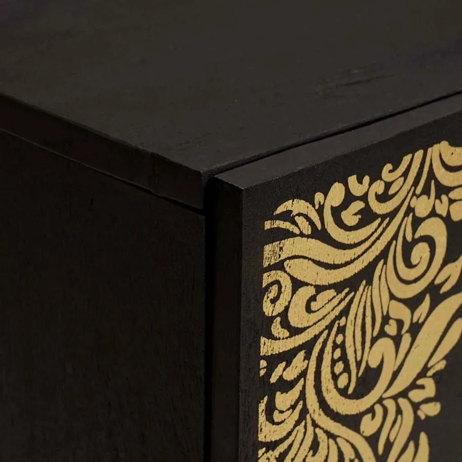 Meuble mural Noir 38 x 33 x 48 cm Bois de mangue massif - 5