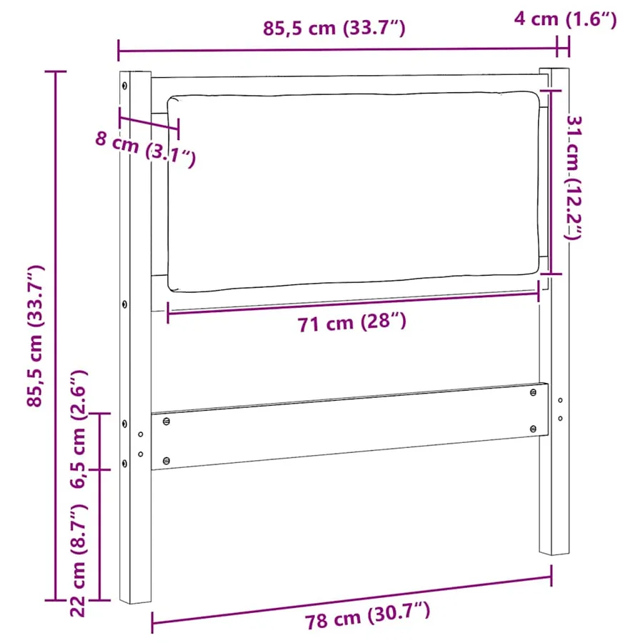 Tête de lit Autre Blanc 80 cm Bois massif en pin - 11