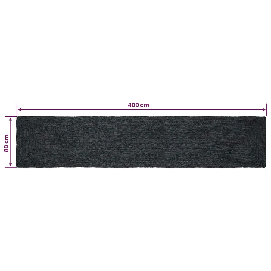 Tapis de surface Rectangulaire Gris foncé 80 x 400 cm Jute - 8