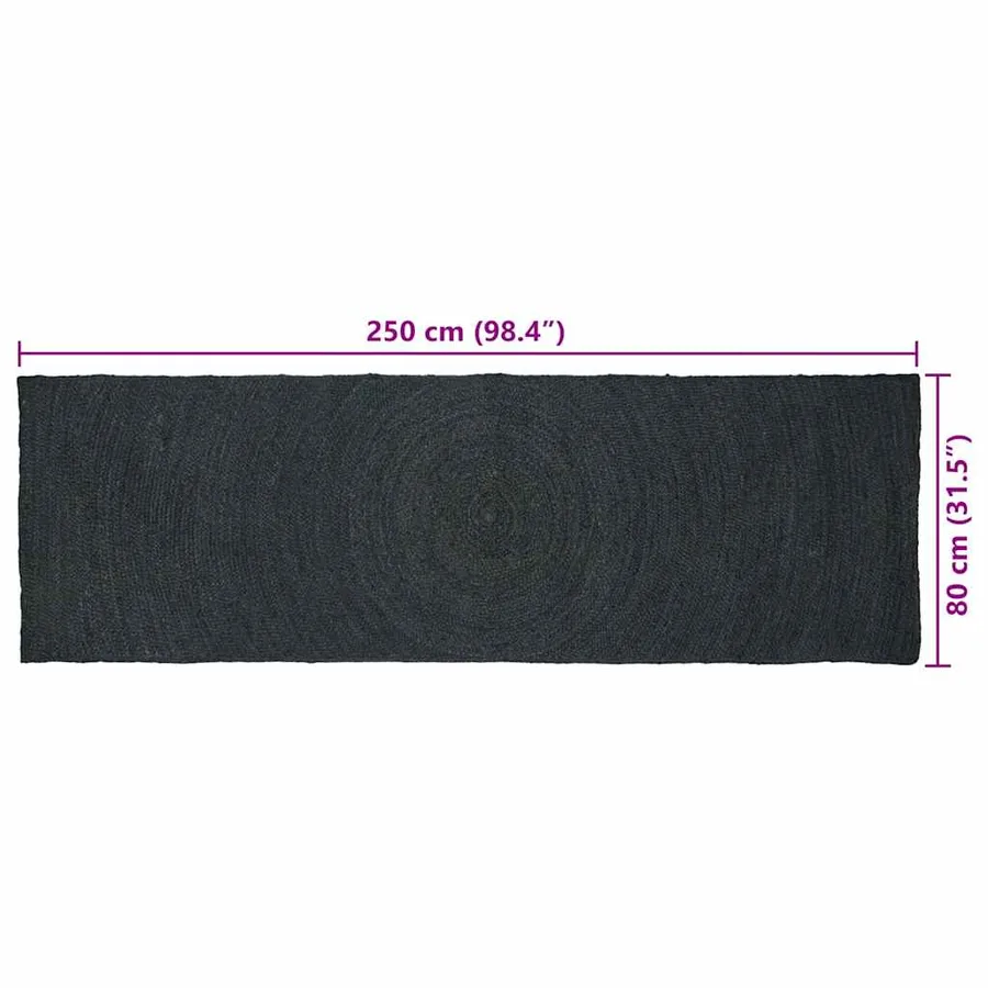 Tapis de surface Gris foncé 80 x 250 cm Jute - 9