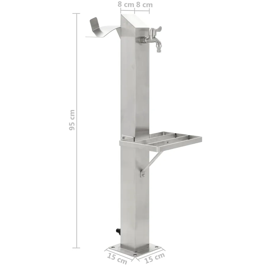 Colonne à eau de jardin carrée Acier inoxydable 95 cm - 9