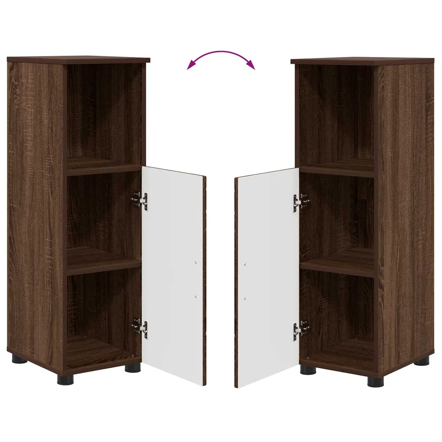 Cabinet de salle de bain avec porte Chêne brun 30 x 35 x 95 cm - 12