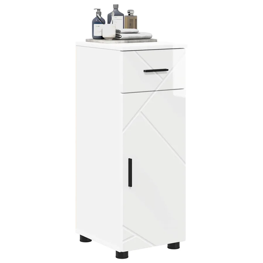 Cabinet de salle de bain Blanc brillant 30 x 35 x 80 cm - 3