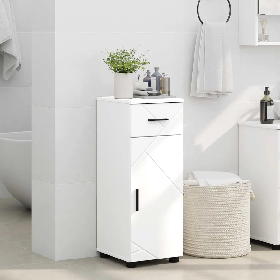 Cabinet de salle de bain Blanc brillant 30 x 35 x 80 cm - 4