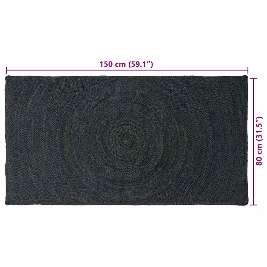 Tapis de surface Gris foncé 80 x 150 cm Jute - 9