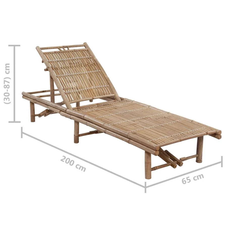 Chaise longue de jardin avec coussin Bambou - 5