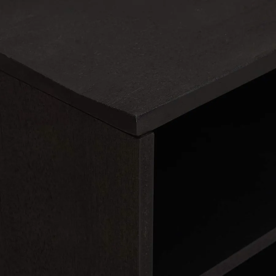 Meuble TV avec porte Noir 80 x 33 x 46 cm Bois de mangue massif - 6