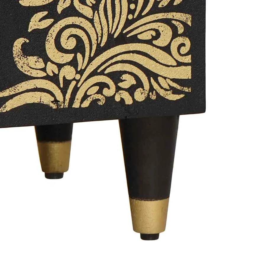 Meuble TV avec porte Noir 80 x 33 x 46 cm Bois de mangue massif - 8