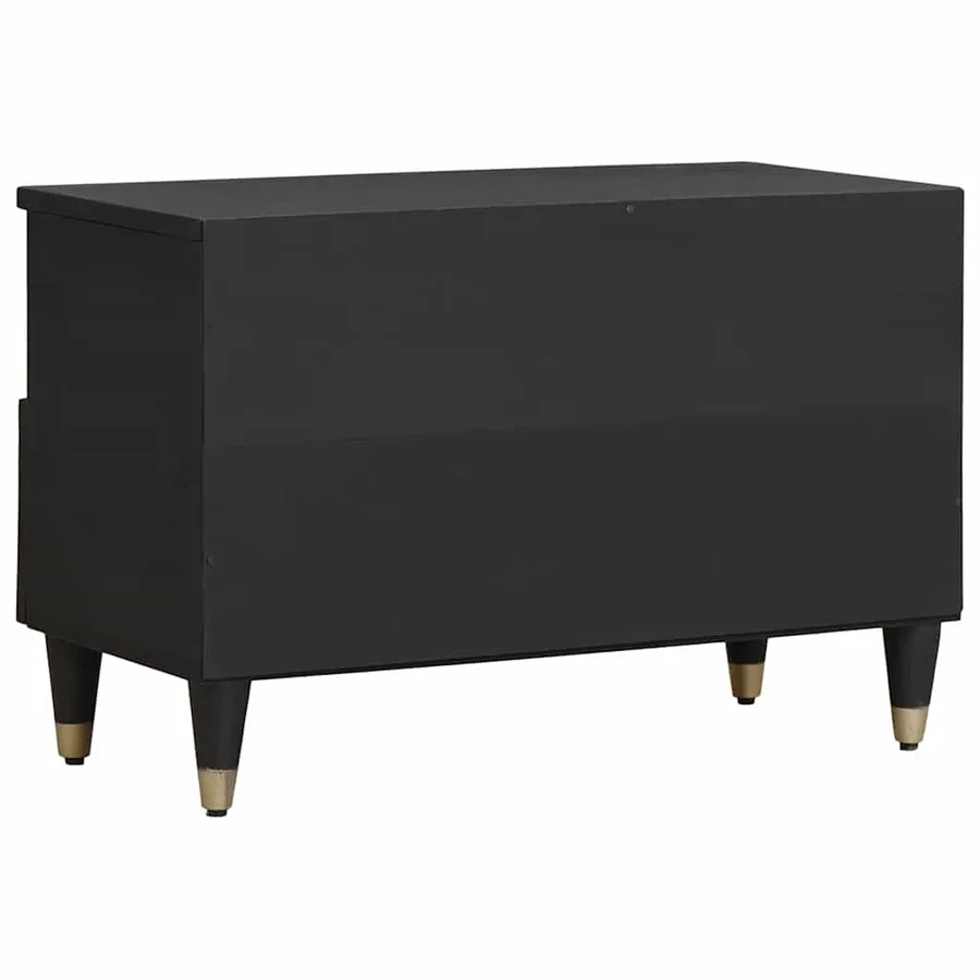 Meuble TV Noir 70 x 33 x 46 cm Bois de mangue massif - 5