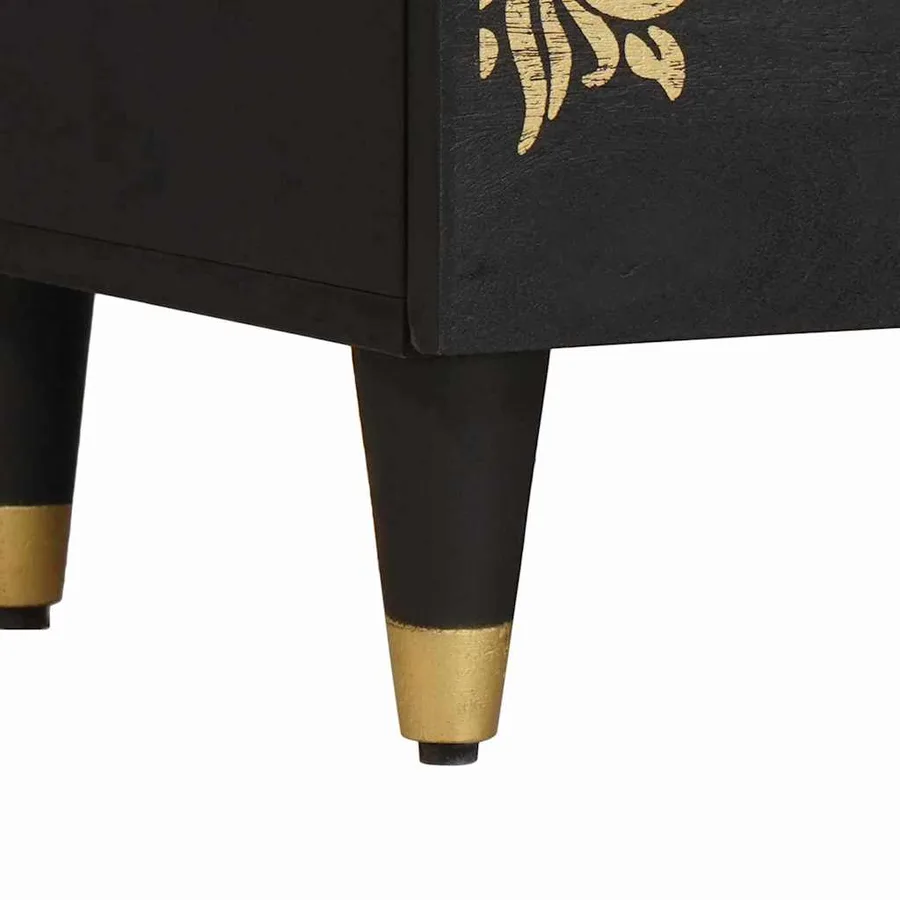Meuble TV Noir 70 x 33 x 46 cm Bois de mangue massif - 8