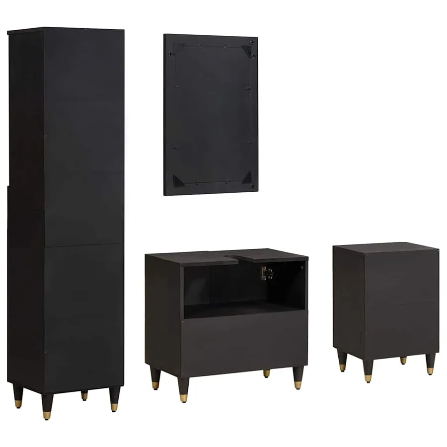 Ensemble de Meubles de Salle de Bain avec tiroir 4 pcs Noir - 8