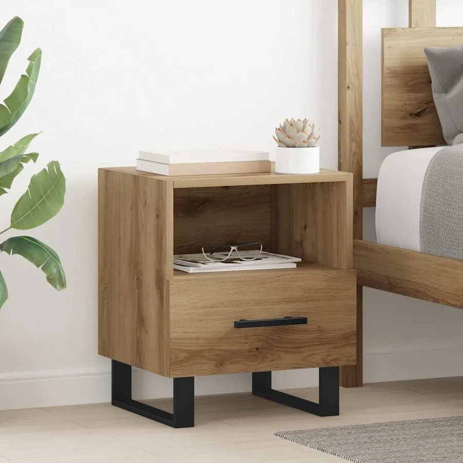Cabinet de chevet 2 pc Chêne artisanal 40 x 35 x 47,5 cm