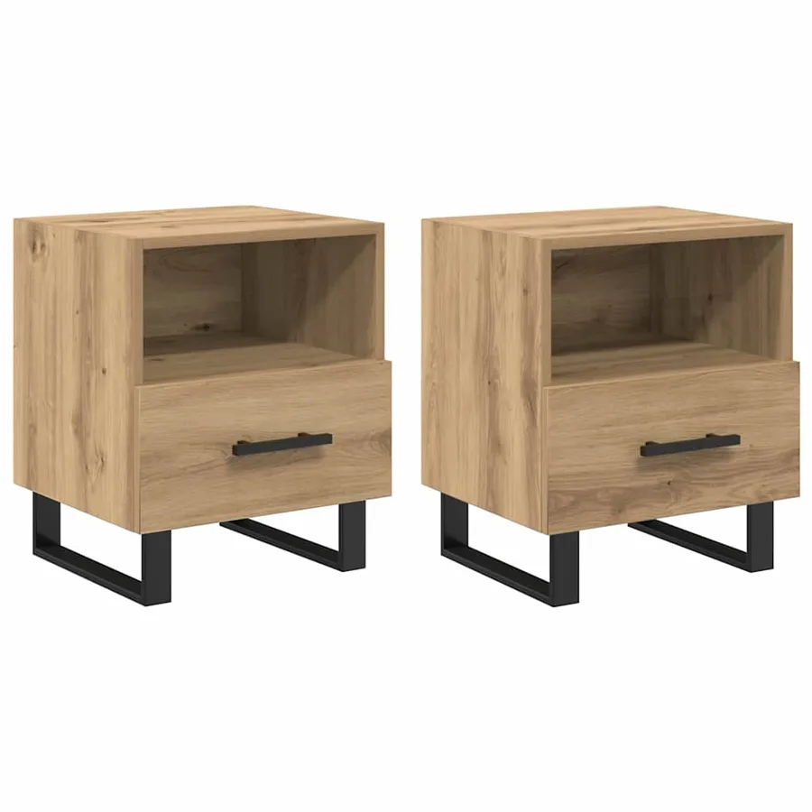 Cabinet de chevet 2 pc Chêne artisanal 40 x 35 x 47,5 cm - 2