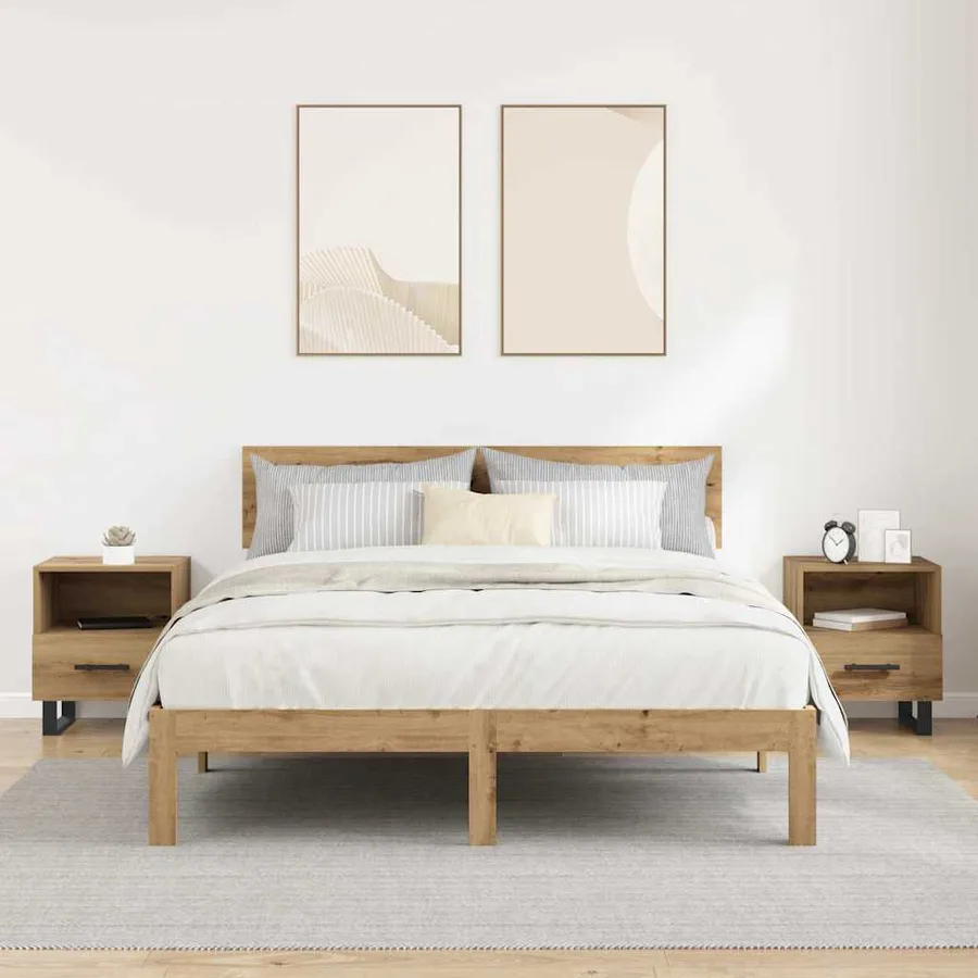 Cabinet de chevet 2 pc Chêne artisanal 40 x 35 x 47,5 cm - 4