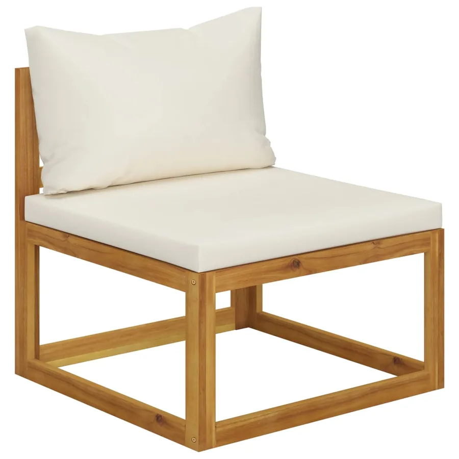 Salon de jardin 6 pcs avec coussin Crème Bois d'acacia solide - 8