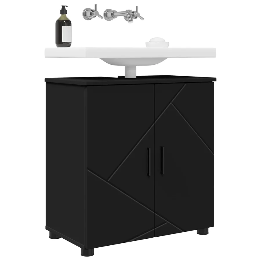 Cabinet de salle de bain avec stockage Noir 61 x 35 x 64 cm - 3