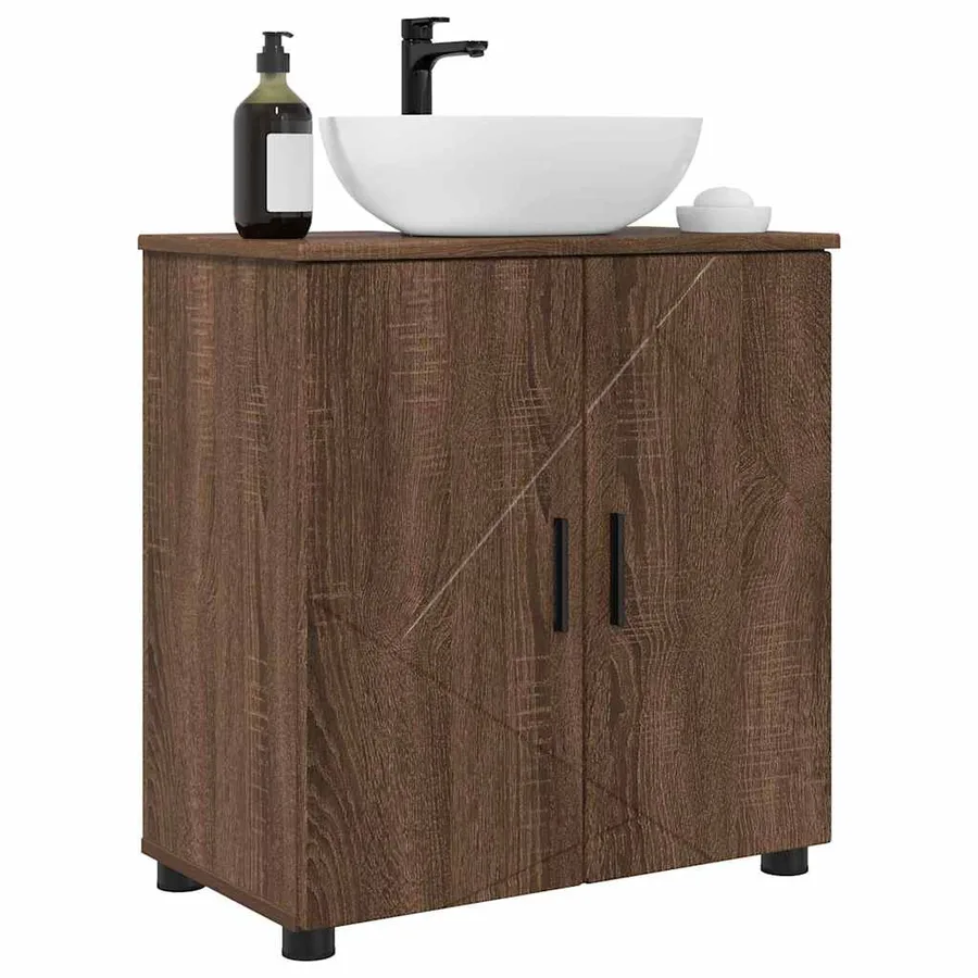 Cabinet de salle de bain avec porte Chêne brun 61 x 35 x 64 cm - 3