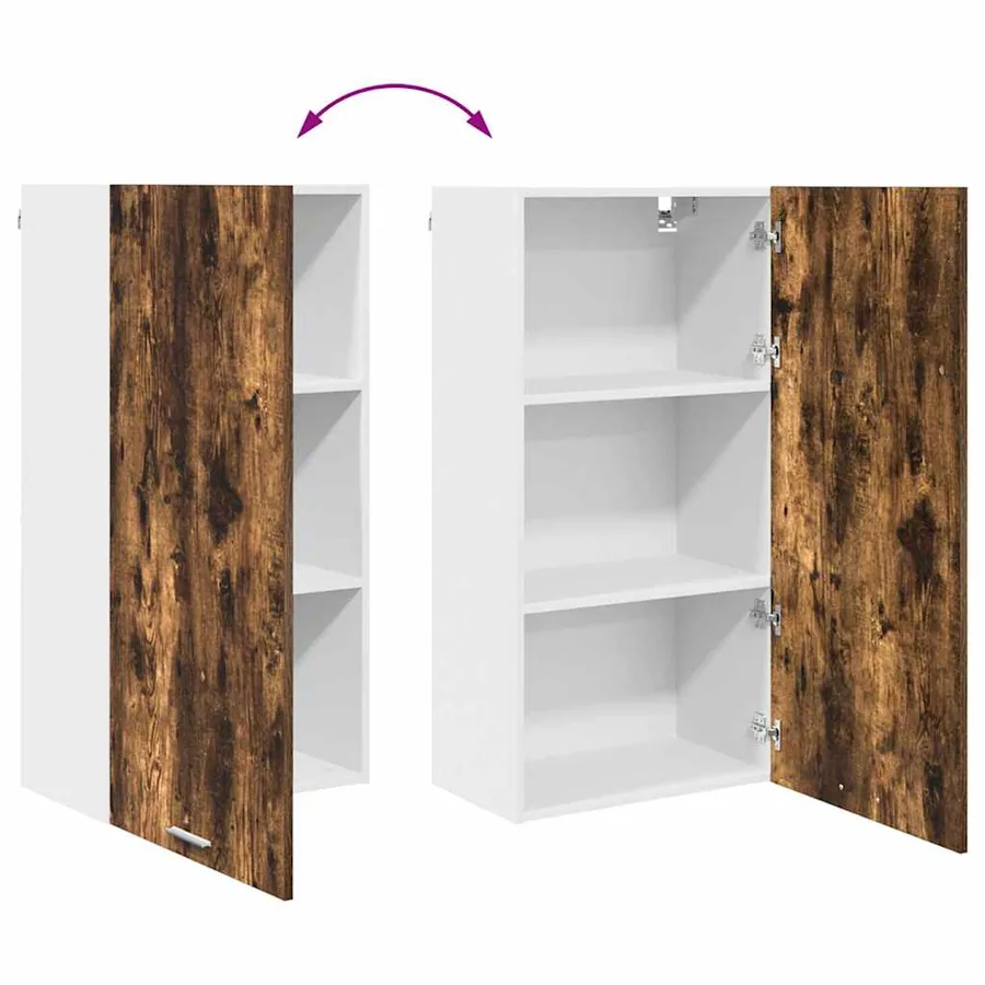 Armoire suspendue Chêne fumé et Blanc 50 x 31 x 100 cm - 11