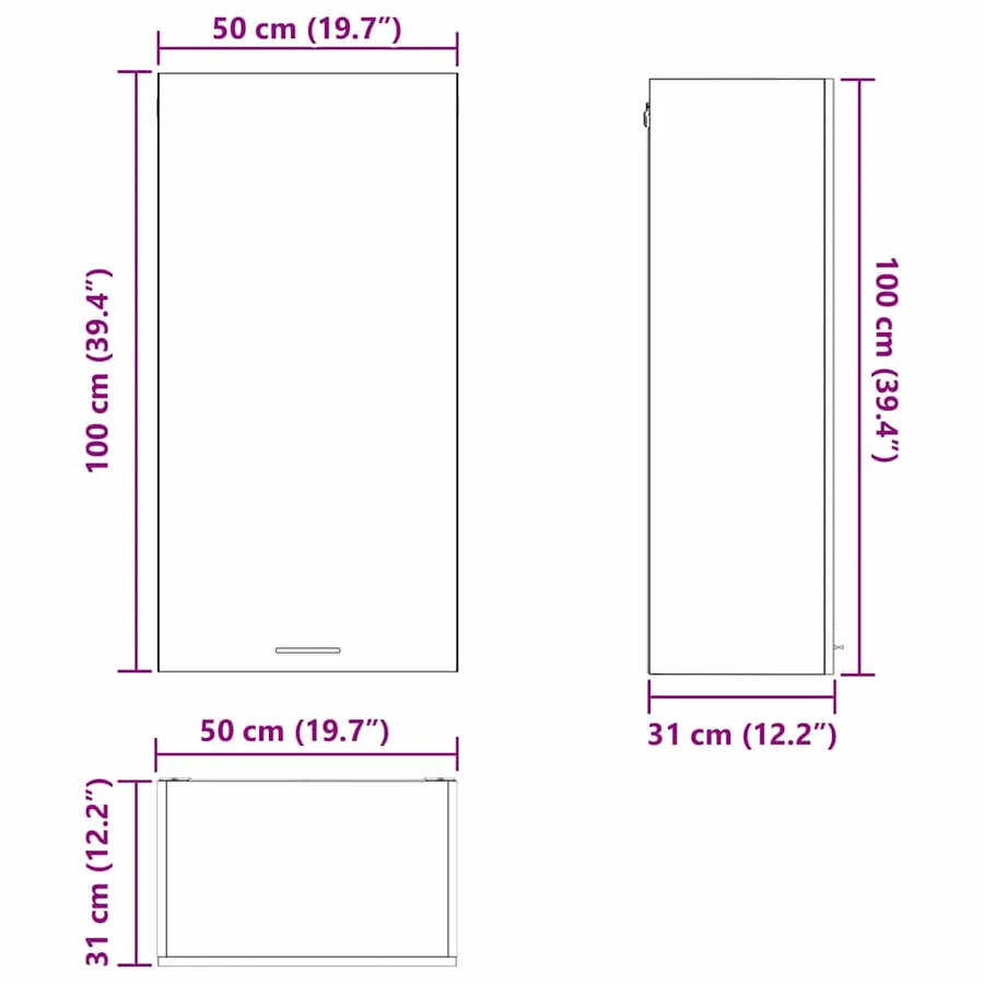 Armoire suspendue Chêne fumé et Blanc 50 x 31 x 100 cm - 13