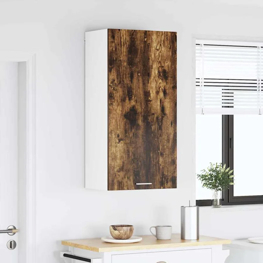 Armoire suspendue Chêne fumé et Blanc 50 x 31 x 100 cm - 4
