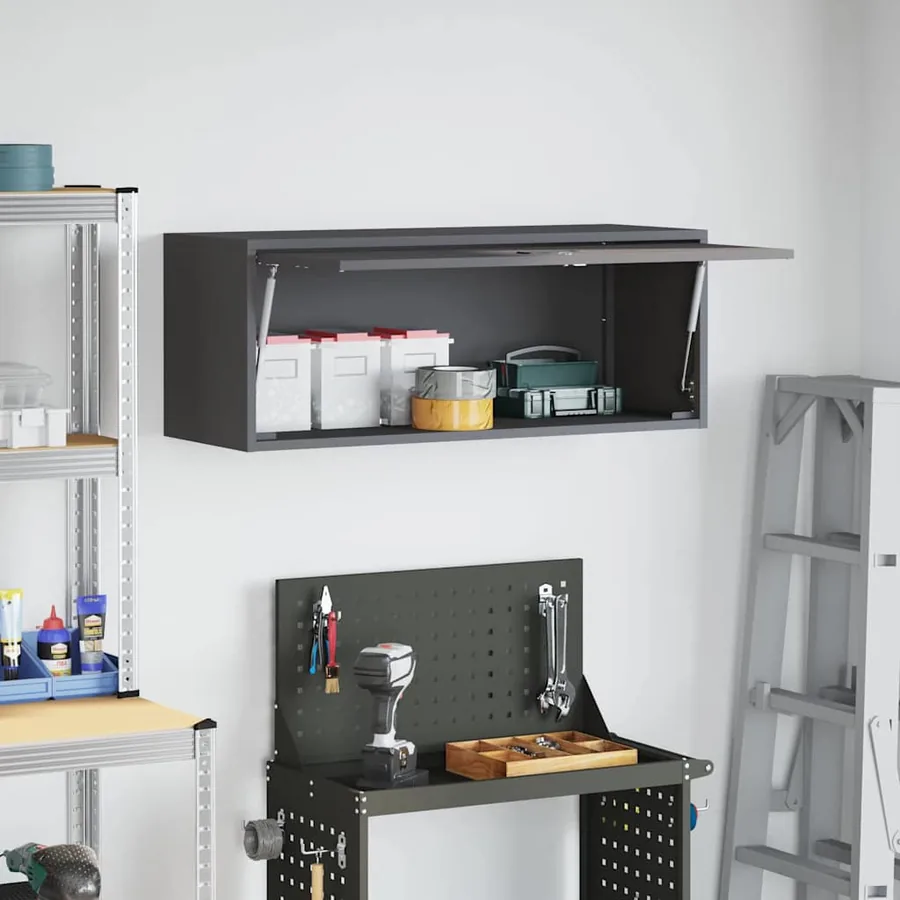 Armoire murale pour garage Noir 90 x 33 x 35 cm - 4