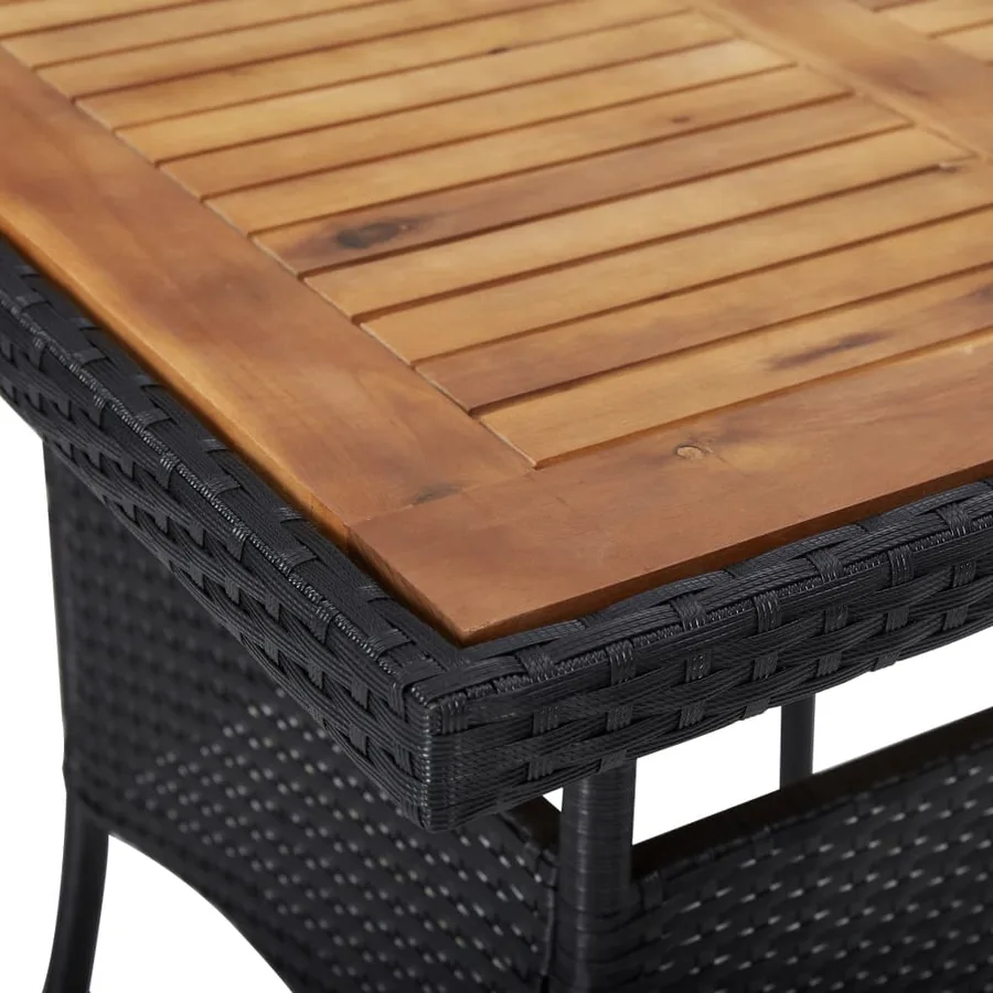Ensemble à dîner de jardin 3 pcs Résine tressée et acacia Noir - 13