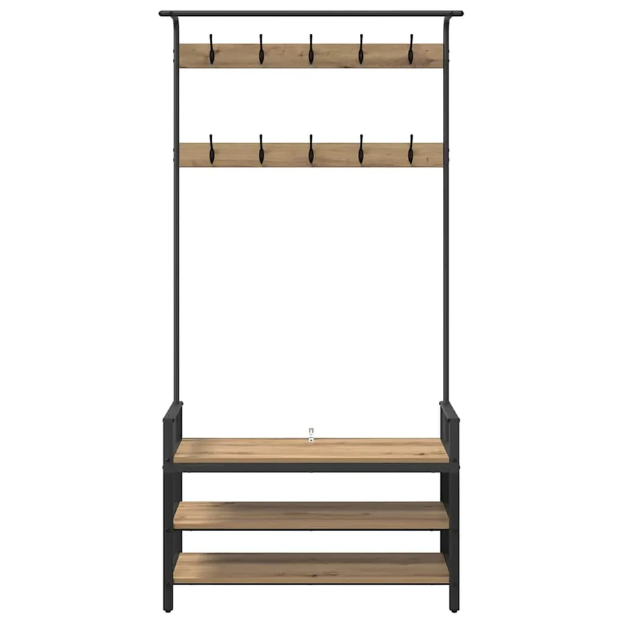 Porte-manteau avec étagère Chêne artisanal 95 x 34 x 184 cm - 5