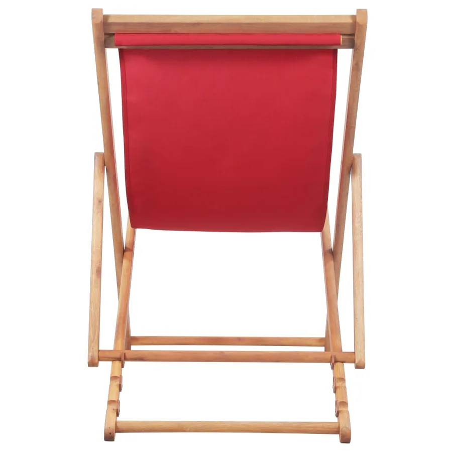 Chaise pliable de plage Tissu et cadre en bois Rouge - 4