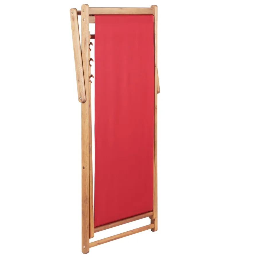 Chaise pliable de plage Tissu et cadre en bois Rouge - 5